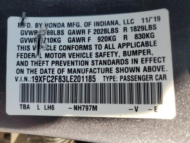 19XFC2F83LE201185 - 2020 HONDA CIVIC SPORT GRAY photo 13