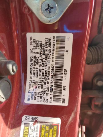 1HGFA16526L056420 - 2006 HONDA CIVIC LX BURGUNDY photo 13
