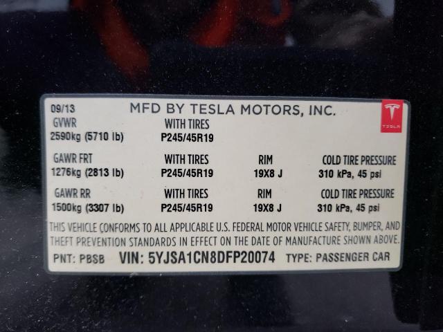 5YJSA1CN8DFP20074 - 2013 TESLA MODEL S Սև լուսանկար 12
