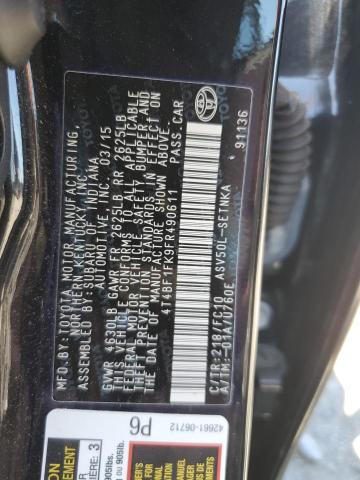 4T4BF1FK9FR490611 - 2015 TOYOTA CAMRY LE BLACK photo 12