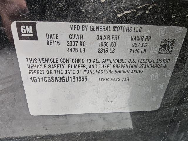 1G11C5SA3GU161355 - 2016 CHEVROLET MALIBU LIM LT BLACK photo 12