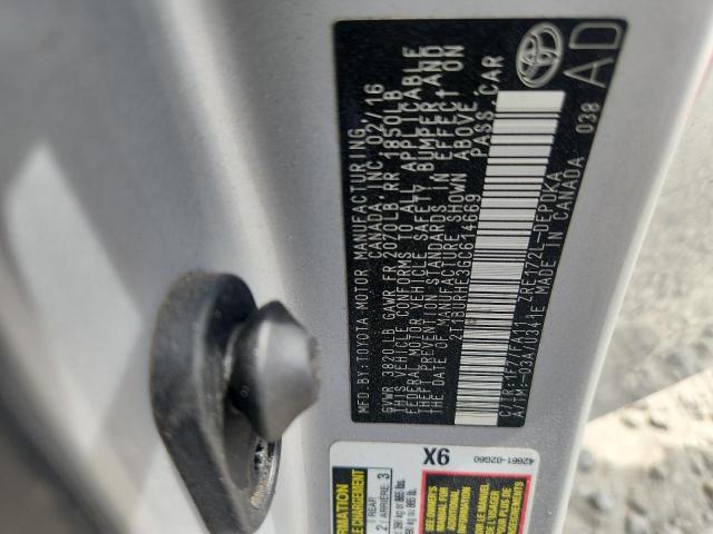 2T1BURHE3GC614669 - 2016 TOYOTA COROLLA L SILVER photo 12