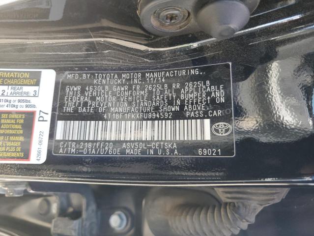 4T1BF1FKXFU894592 - 2015 TOYOTA CAMRY LE BLACK photo 12