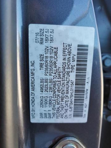 5J8TB4H76HL011547 - 2017 ACURA RDX ADVANCE GRAY photo 14