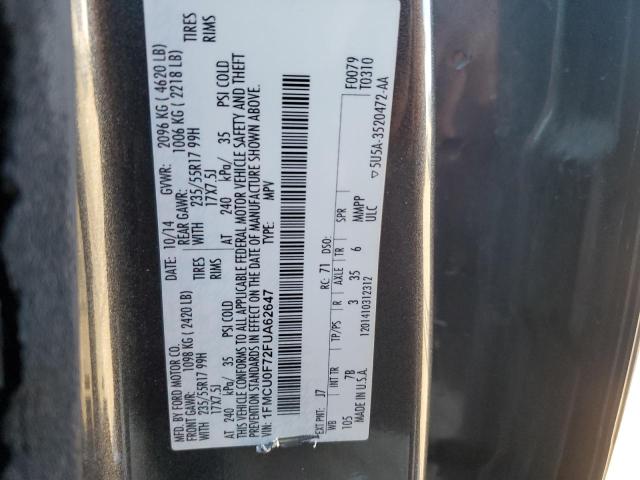 1FMCU0F72FUA62647 - 2015 FORD ESCAPE S GRAY photo 12