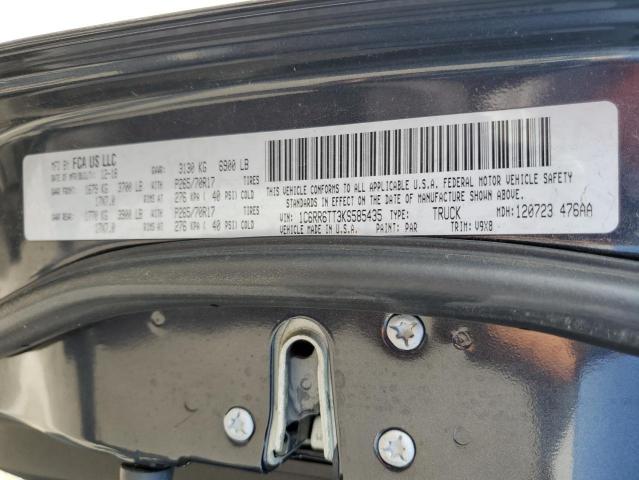 1C6RR6TT3KS585435 - 2019 RAM 1500 CLASS SLT გრაფიტი ფოტო 12