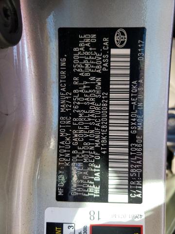 4T1BK1EB2DU008212 - 2013 TOYOTA AVALON BASE 灰色 照片 12