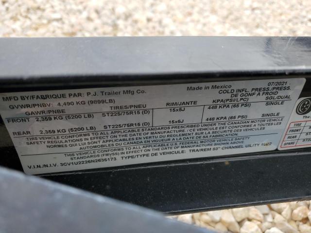 3CV1U2226N2635173 - 2022 PJ TRAILER BLACK photo 10