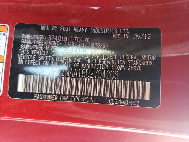 JF1ZNAA16D2704208 - 2013 TOYOTA SCION FR-S წითელი ფოტო 12