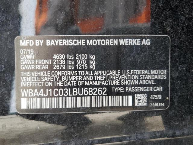 WBA4J1C03LBU68262 - 2020 BMW 430I GRAN COUPE BLACK photo 12