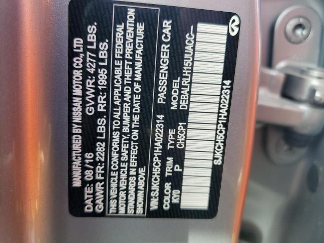 SJKCH5CP1HA022314 - 2017 INFINITI QX30 BASE SILVER photo 12