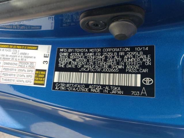 JTKJF5C7XFJ002665 - 2015 TOYOTA SCION TC 蓝色 照片 12