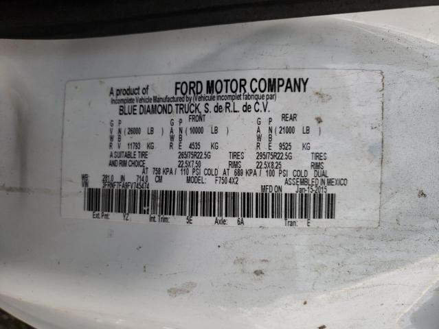 3FRNF7FA9FV745474 - 2015 FORD F750 SUPER DUTY WHITE photo 13