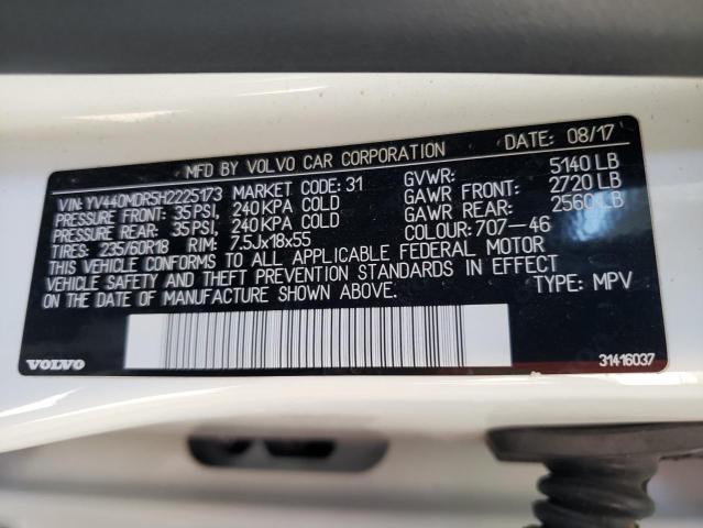 YV440MDR5H2225173 - 2017 VOLVO XC60 T5 DYNAMIC თეთრი ფოტო 14