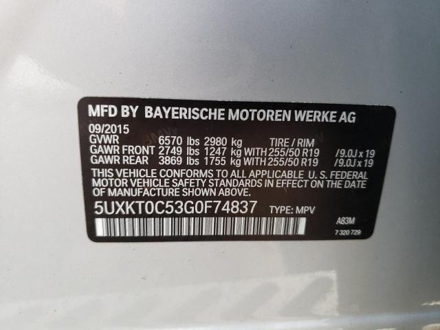 5UXKT0C53G0F74837 - 2016 BMW X5 XDR40E SILVER photo 13