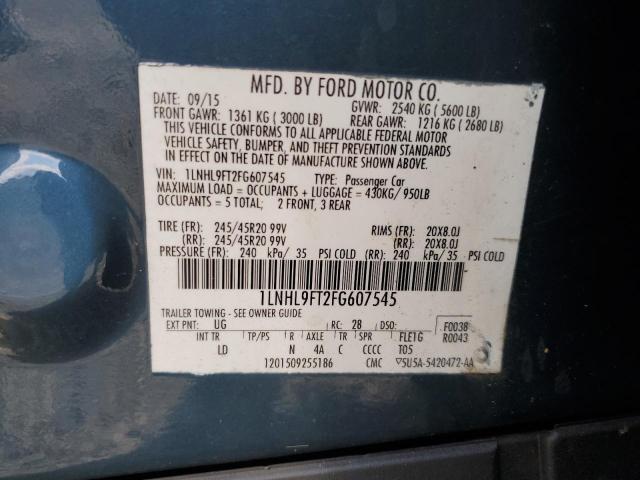 1LNHL9FT2FG607545 - 2015 LINCOLN MKS ტალღისფერი ფოტო 12