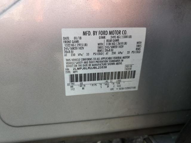 2LMPJ6LR2JBL23538 - 2018 LINCOLN MKX RESERVE Gri fotoğraf 12