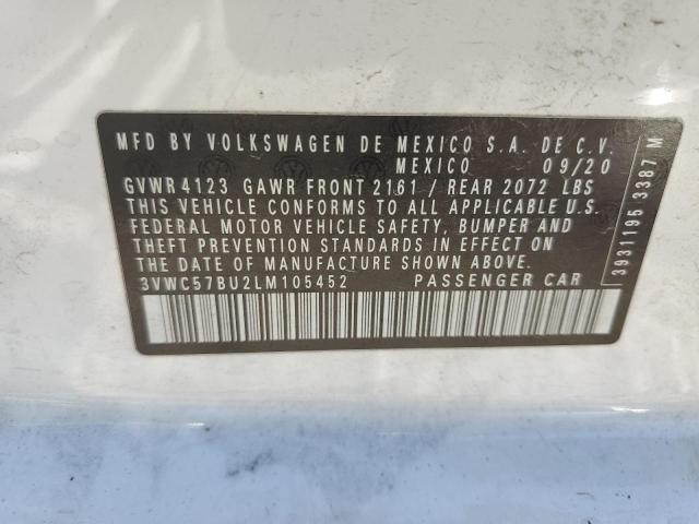 3VWC57BU2LM105452 - 2020 VOLKSWAGEN JETTA S WHITE photo 13