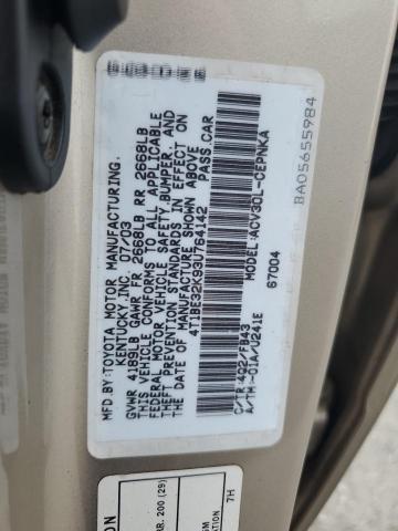 4T1BE32K93U764142 - 2003 TOYOTA CAMRY LE TAN photo 12