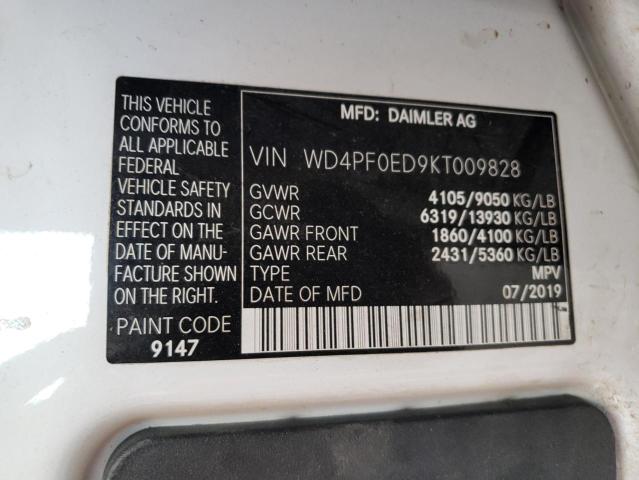 WD4PF0ED9KT009828 - 2019 MERCEDES-BENZ SPRINTER 2500/3500 WHITE photo 13