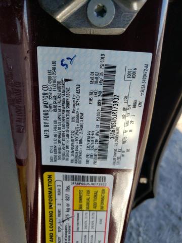 3FA6P0SU5JR173932 - 2018 FORD FUSION TITANIUM/PLATINUM PHEV MAROON photo 13