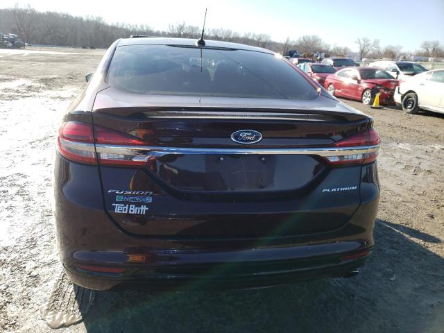 3FA6P0SU5JR173932 - 2018 FORD FUSION TITANIUM/PLATINUM PHEV MAROON photo 6