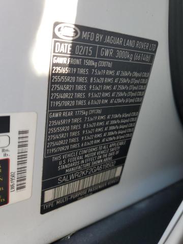 SALWR2KF2GA619502 - 2016 LAND ROVER RANGE ROVE HSE WHITE photo 12