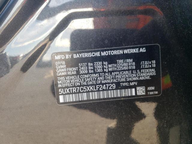 5UXTR7C5XKLF24729 - 2019 BMW X3 SDRIVE30I GRAY photo 13