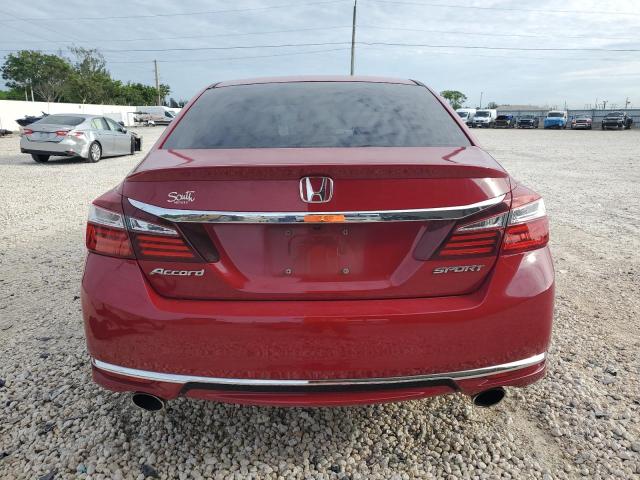 1HGCR2F50HA158539 - 2017 HONDA ACCORD SPORT RED photo 6