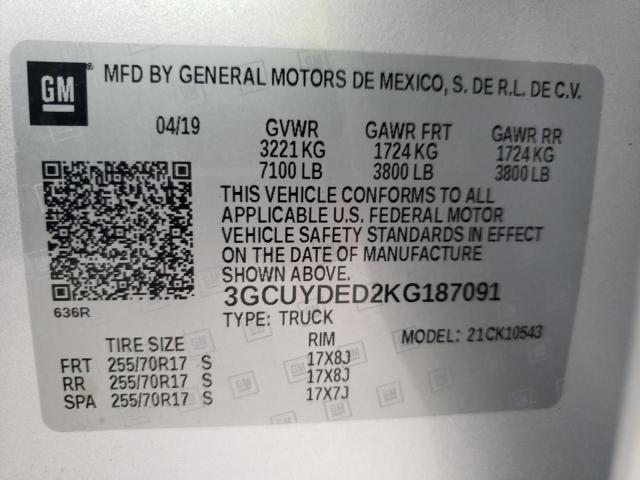 3GCUYDED2KG187091 - 2019 CHEVROLET SILVERADO K1500 LT Gümüş foto 14