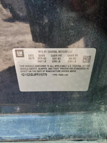 1G11C5SL9FF315779 - 2015 CHEVROLET MALIBU 1LT BLACK photo 12