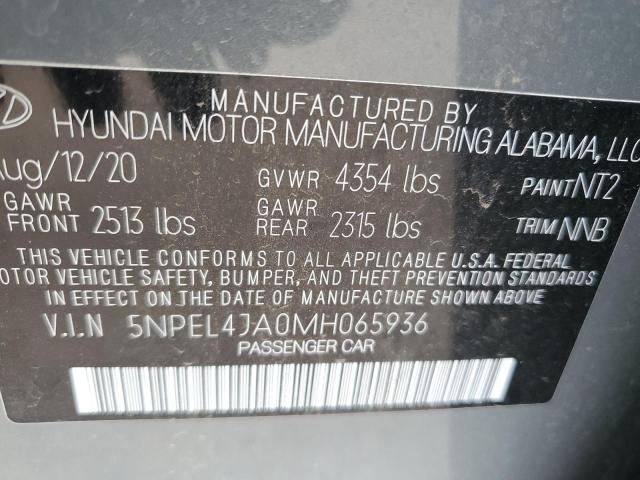 5NPEL4JA0MH065936 - 2021 HYUNDAI SONATA SEL GRAY photo 12