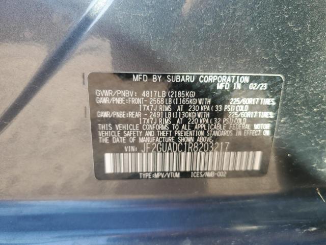 JF2GUADC1R8203217 - 2024 SUBARU CROSSTREK PREMIUM 灰色 照片 13