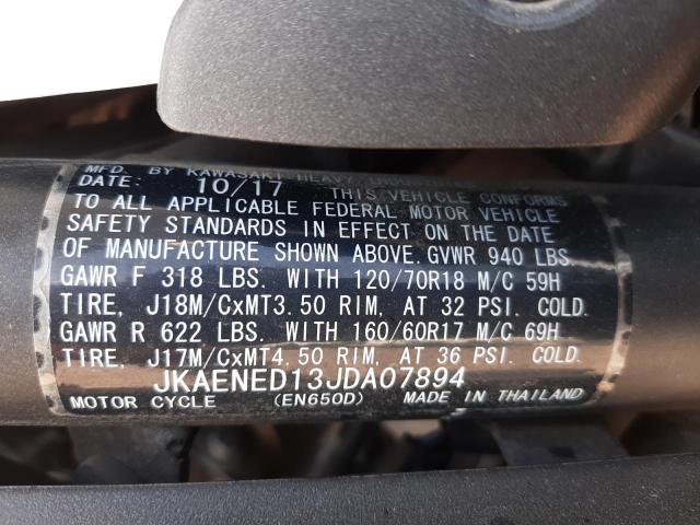 JKAENED13JDA07894 - 2018 KAWASAKI EN650 D WHITE photo 10