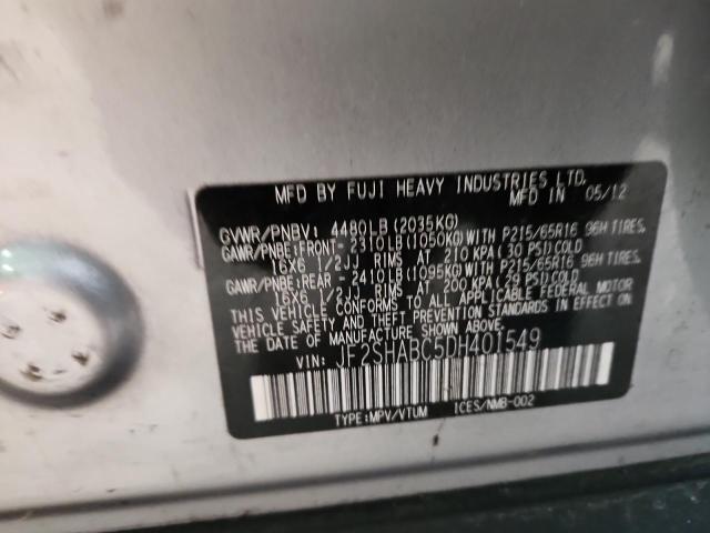 JF2SHABC5DH401549 - 2013 SUBARU FORESTER 2.5X SILVER photo 13
