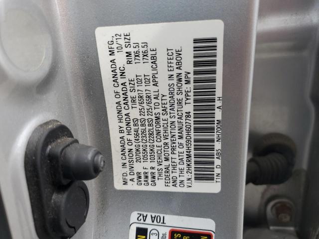 2HKRM4H59DH607784 - 2013 HONDA CR-V EX SILVER photo 13