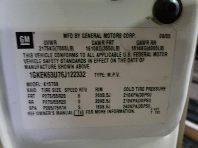 1GKEK63U76J122332 - 2006 GMC YUKON DENALI WHITE photo 13