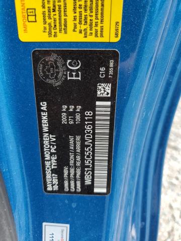 WBS1J5C55JVD36118 - 2018 BMW M2 蓝色 照片 12