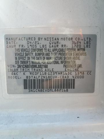 3N1CN8EV0ML882168 - 2021 NISSAN VERSA SV WHITE photo 13