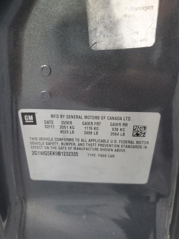 2G1WG5EK9B1232335 - 2011 CHEVROLET IMPALA LT GRAY photo 12