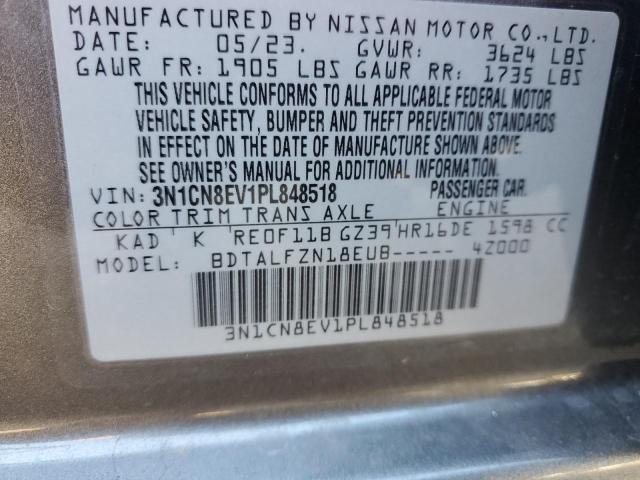 3N1CN8EV1PL848518 - 2023 NISSAN VERSA SV GRAY photo 12