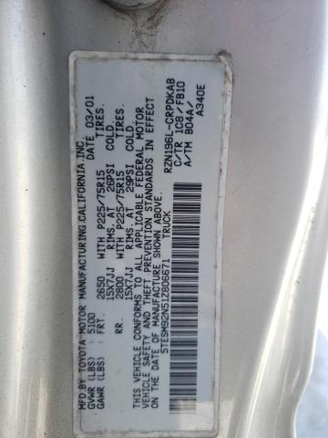 5TESM92N51Z806671 - 2001 TOYOTA TACOMA XTRACAB PRERUNNER ვერცხლისფერი ფოტო 13