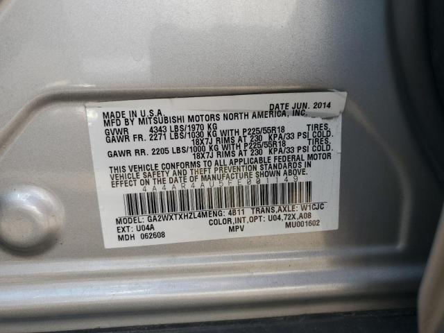 4A4AR4AU5FE001149 - 2015 MITSUBISHI OUTLANDER SE SILVER photo 13