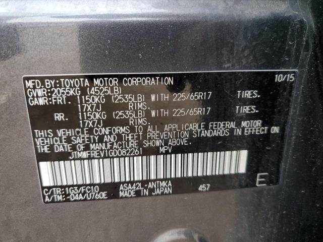 JTMWFREV1GD082261 - 2016 TOYOTA RAV4 XLE GRAY photo 13