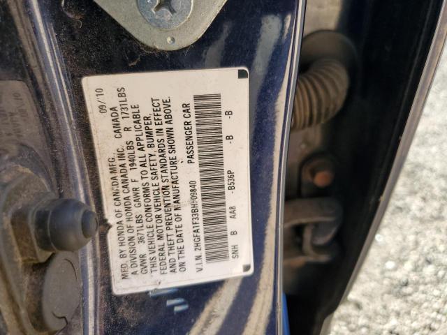 2HGFA1F33BH509840 - 2011 HONDA CIVIC VP BLUE photo 12
