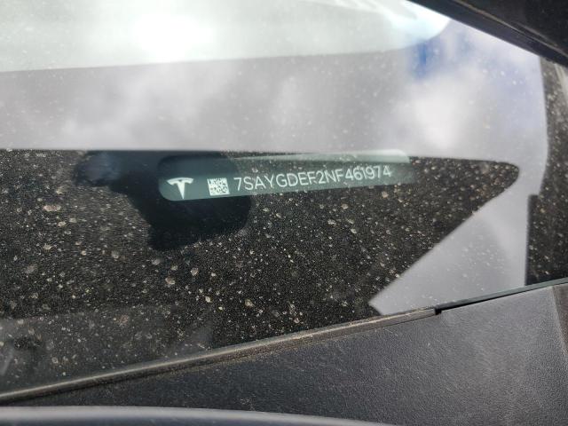 7SAYGDEF2NF461974 - 2022 TESLA MODEL Y 黑色 照片 12