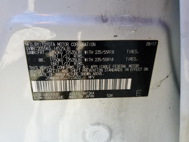 JTMNFREV5JJ723433 - 2018 TOYOTA RAV4 SE WHITE photo 13