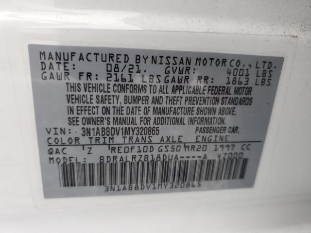 3N1AB8DV1MY320865 - 2021 NISSAN SENTRA SR WHITE photo 13