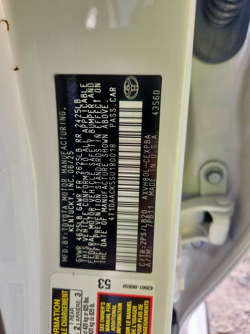 4T1DAACK5SU180018 - 2025 TOYOTA CAMRY XSE WHITE photo 13