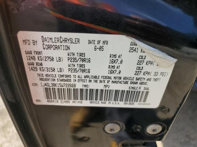 1J4GL38K15W722668 - 2005 JEEP LIBERTY RENEGADE 黑色 照片 14